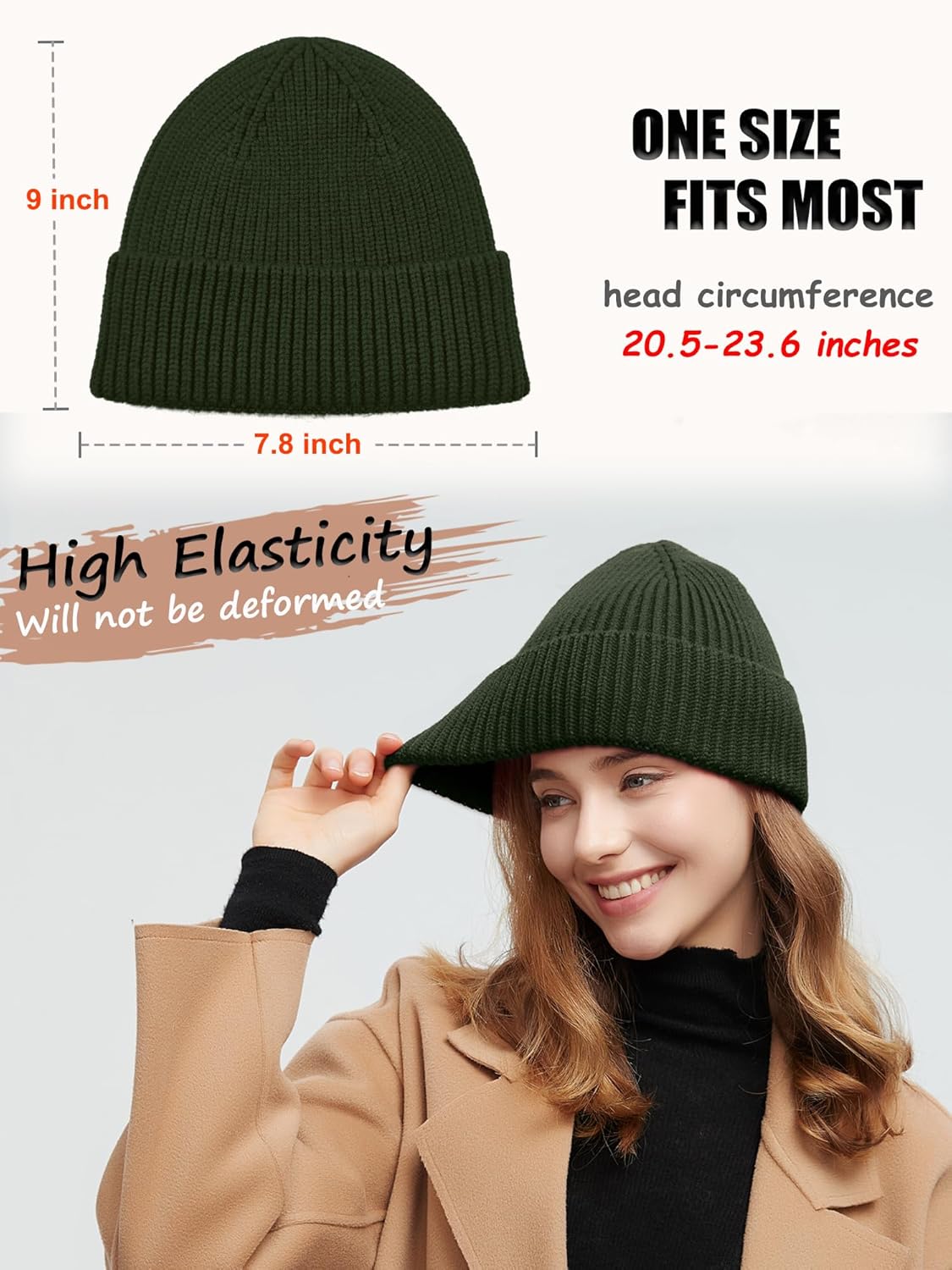 Wool Beanie for Men Women, Seamless Knit Cuffed Warm Winter Hats Fisherman Beanies Womens Ski Hat Skull Cap Unisex - Image 4