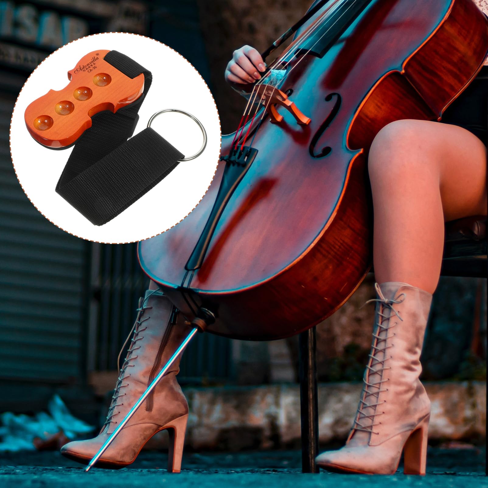 NIYANGLE Adjustable Cello Anti-Skid Pad with Endpin Strap 33.46 Inch Non-Slip Mat for Secure Cello Stability and Performance in Practice and Concerts - Image 4