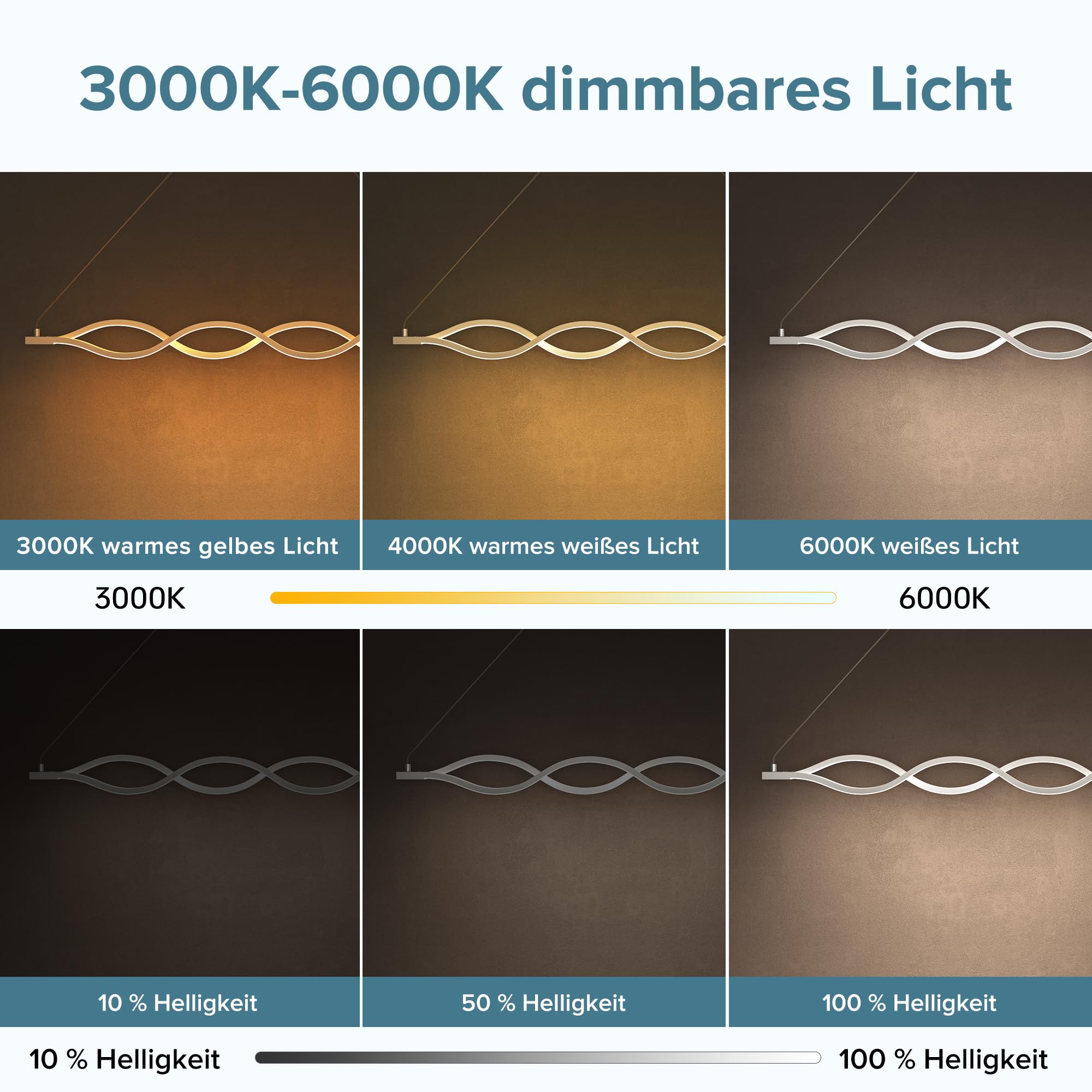 doporro Pendelleuchte Esstisch LED 60W Dimmbar mit Fernbedienung Weiß | Hängelampe Esstisch Höhenverstellbare Esszimmerlampe Intelligente Nachtlicht-& Speicherfunktion für Wohnzimmer, Alivetta3301