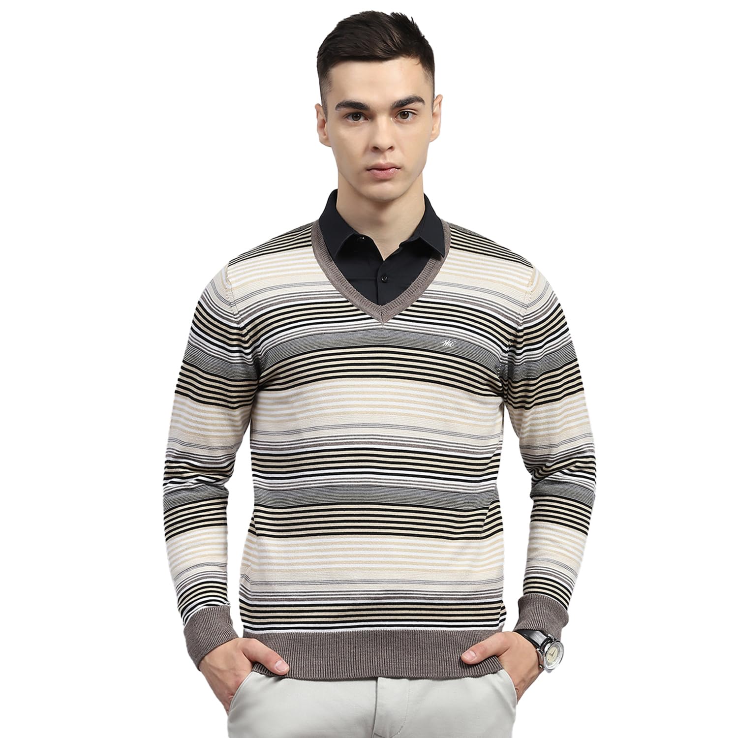 monte carlo Men's Wool Blend Striped V Neck Full Sleeve Pullover (1239362VN)-picture-39