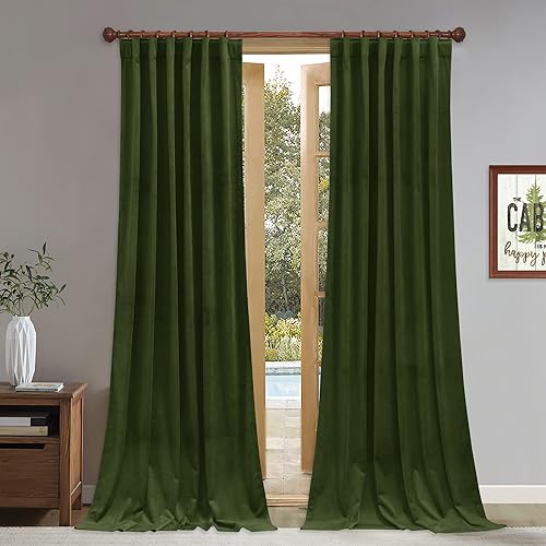 Miniatura 1 de StangH Cortinas de terciopelo de 120 pulgadas de largo para telón de fondo de Navidad, cortinas de lujo con aislamiento térmico para sala de estar,