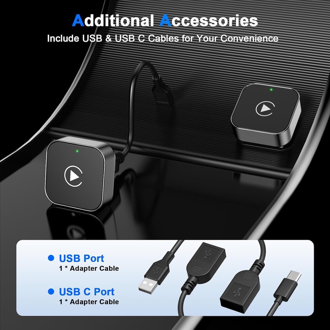 Wireless 2-in-1 CarPlay & Android Auto Adapter - 5GHz WiFi, Plug & Play, Für IPhone IOS 10+ & Android 11+