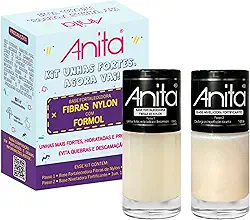 Kit 2 Esmalte Anita Unhas Fortes Agora Vai Base Fibra Nylon Base Tratamento Com Formol