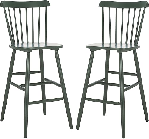 Miniatura 15 de SAFAVIEH Home Collection - Galena - Juego de 2 taburetes de bar traseros de husillo negro, asientos de altura de mostrador de 30 pulgadas, estilo