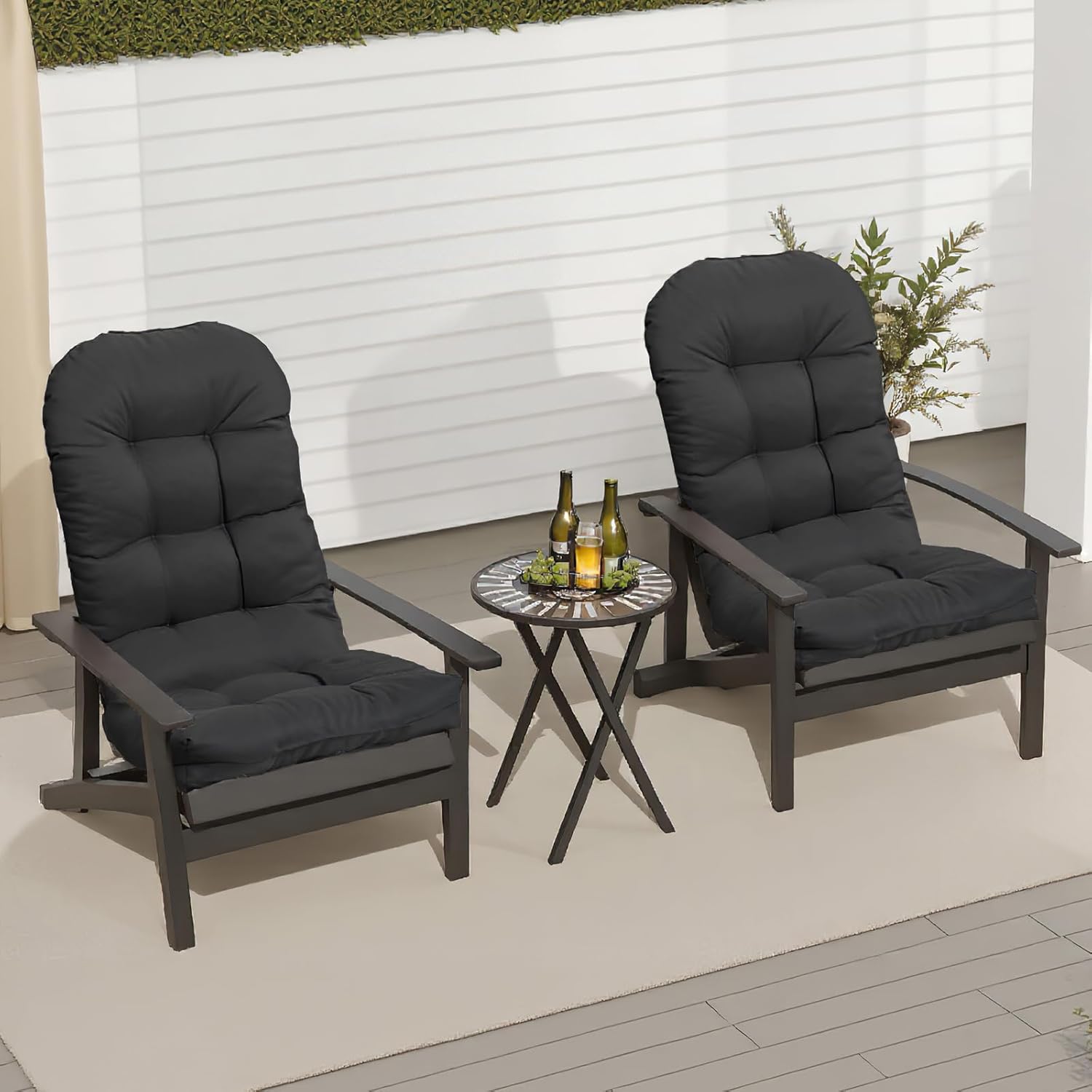 adirondack chair cushion, thick indoor/outdoor rocking chair cushion with high elasticity pp cotton, fade-resistant, 44'x19'x4 black 1