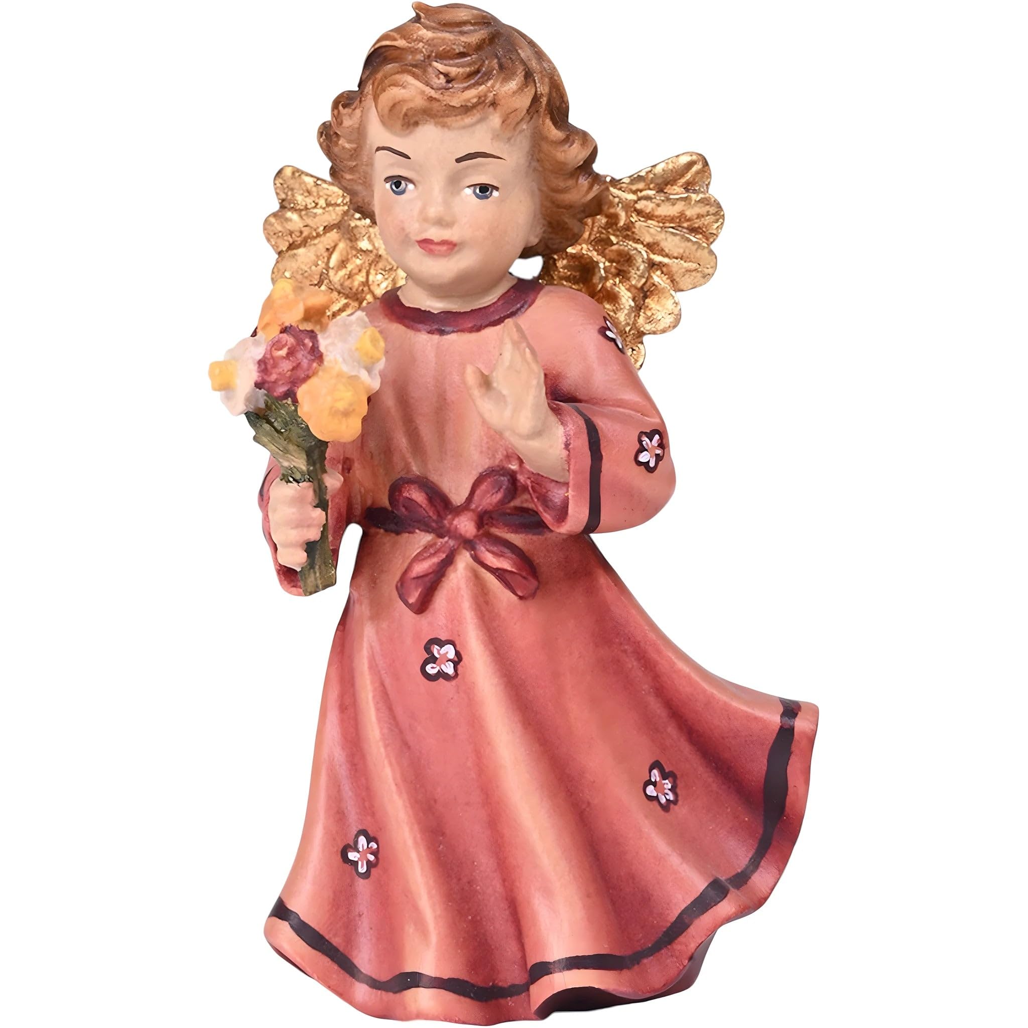Angel with Flower in wood in Red Colo – Dolfi