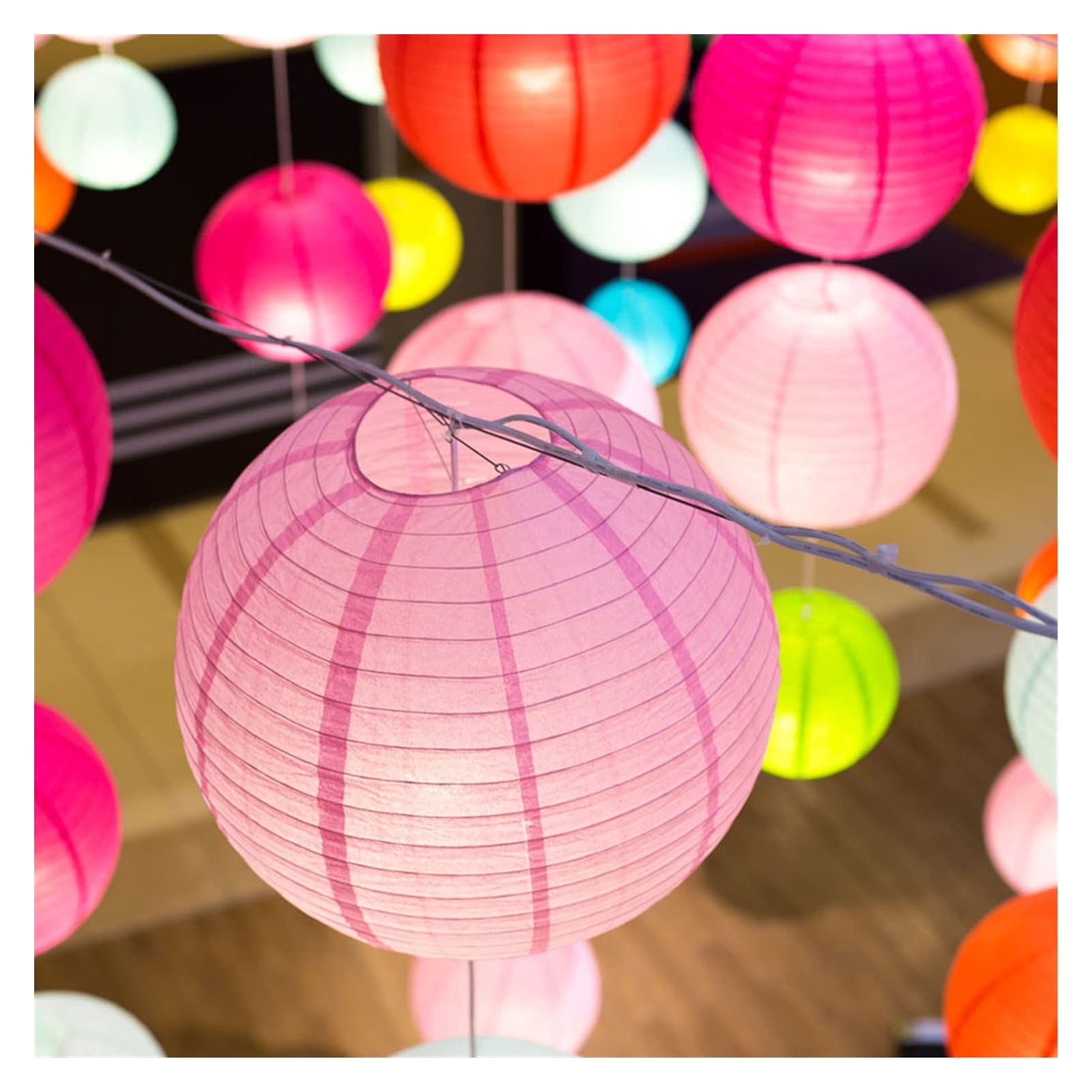Laternenfest 10pcs / Lot 6-16inch Weiße chinesische Papierlaterne Lichter bunt LED Papier-Ball-Lampion Festival Hochzeits-Party-Dekoration (Color : Purple, Size : 16inch)