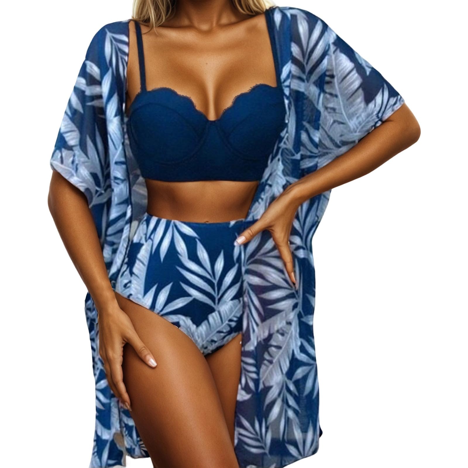 Maillot De Bain Femme Ensemble Tankini Deux pièces imprimé Floral avec paréo intégré pour baignade Plage Piscine été Printemps