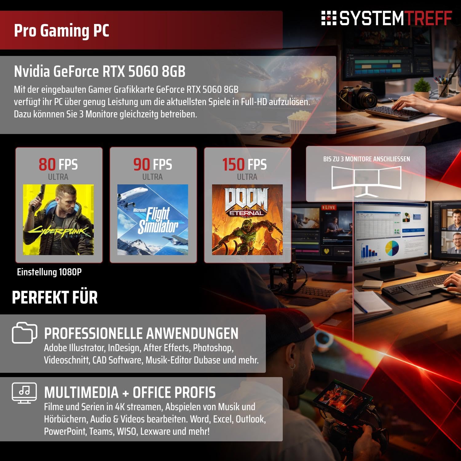 SYSTEMTREFF Gaming PC - AMD Ryzen 5 7500F - RTX 5060 8GB