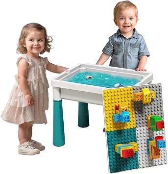 Pairez Toys Small Activity Table for Toddlers 1-3, Kids Sensory Table for Playing Building Blocks, Marble Run Toy, Sand & Water, Color Dough, Art & Craft, Drawing & Learning Small