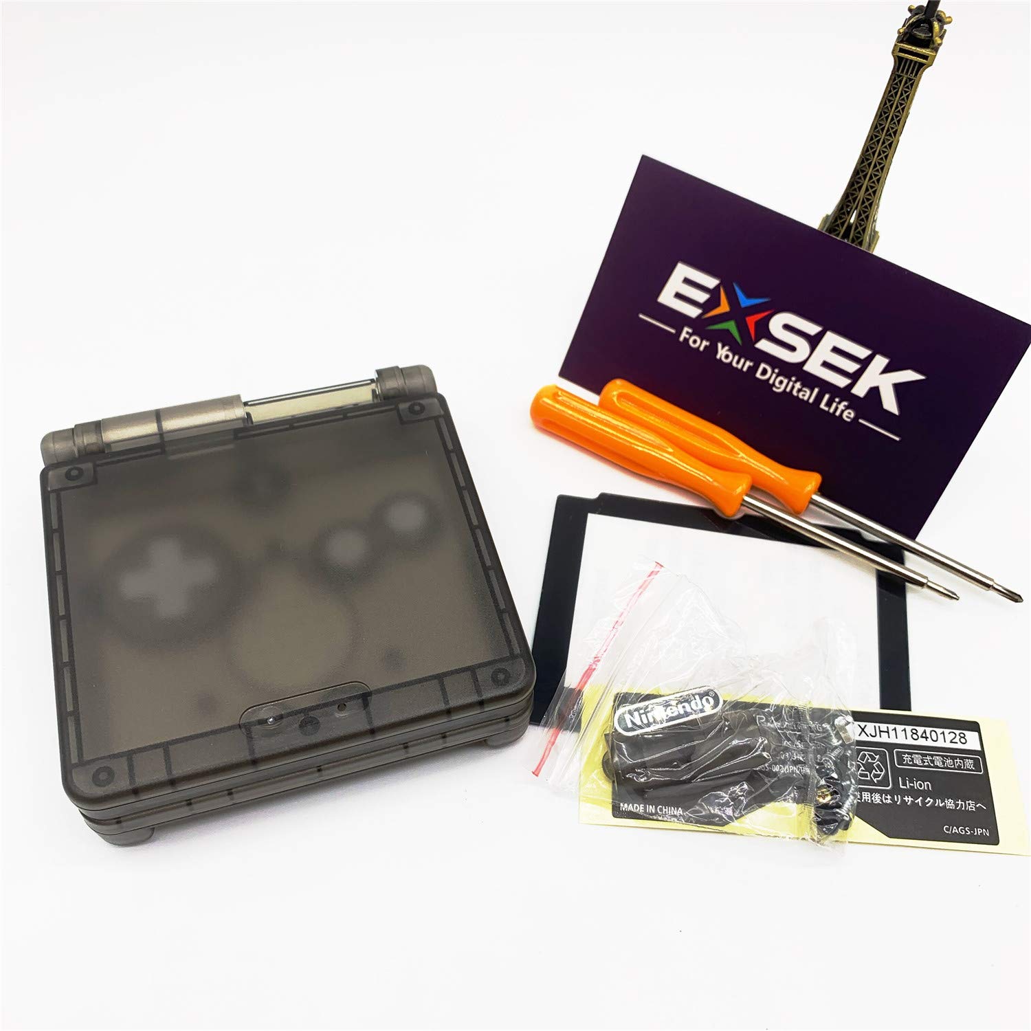 Full Parts - Carcasa de repuesto para Gameboy Advance SP (SP T negro)