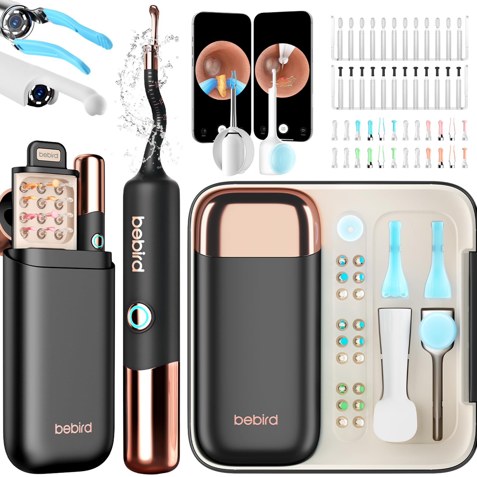 BEBIRD EarSight Ultra 5G WiFi Ohrenreiniger mit flexibler Kamera, Ohrenschmalz Entferner Set mit 30+ Zubehör, sicheres Pflegegerät für die Heimanwendung-Sterne schwarz