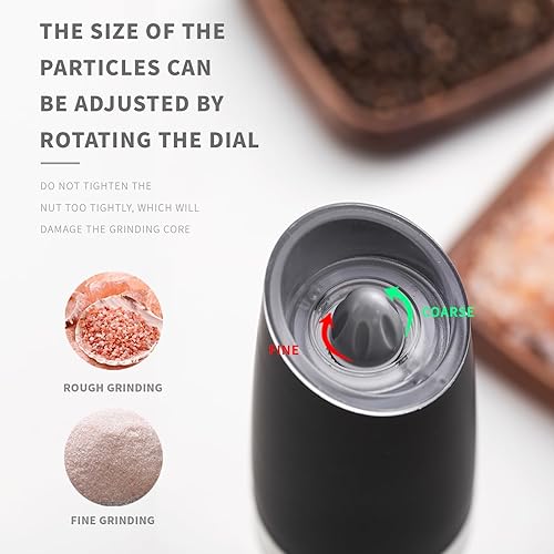 Miniatura 6 de Paquete de 2 molinillo eléctrico de sal, molinillo de pimienta, molinillo de pimienta de inducción, batería (6 pilas AAA para cada uno, no