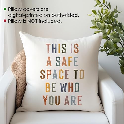 Miniatura 3 de This is a Safe Space to Be Who You Are, Motivational Pillow Covers, Inclusive Boho Decor, Be Yourself Throw Pillow Case, Classroom Pillow, Reading