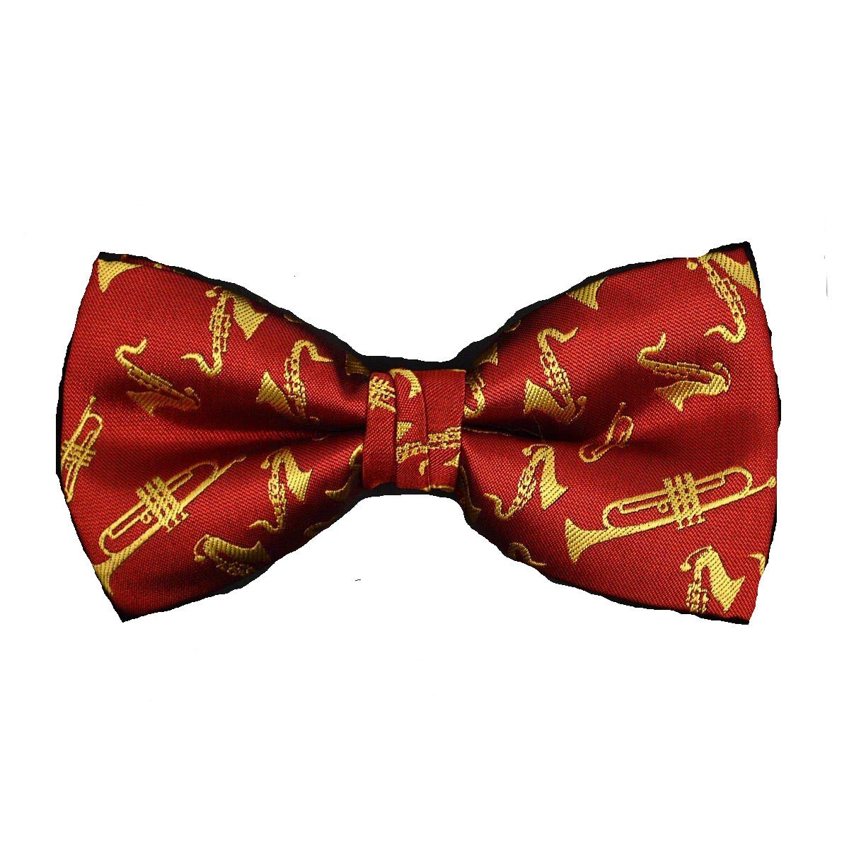 Men's Brass Musical Instruments Music Band Banded Pre-Tied Bow Tie (Red)