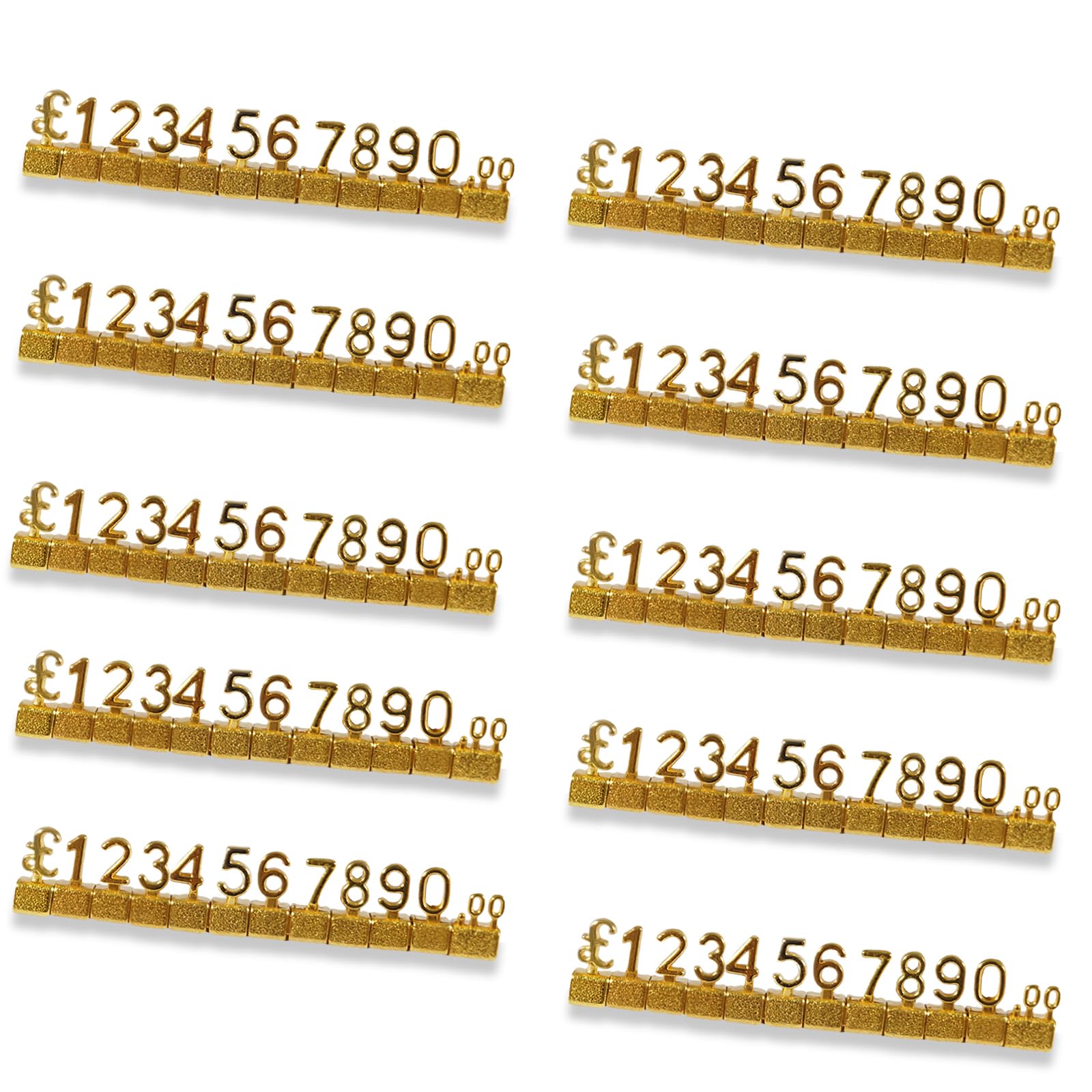 Unifizz 100Pcs Digital Price Tag 3D Metal Shelving Adjustable GBP ￡ Price Cube Kit for Shop Display Jewelry Watch Shop Office Display Pricemarker Labels Gold