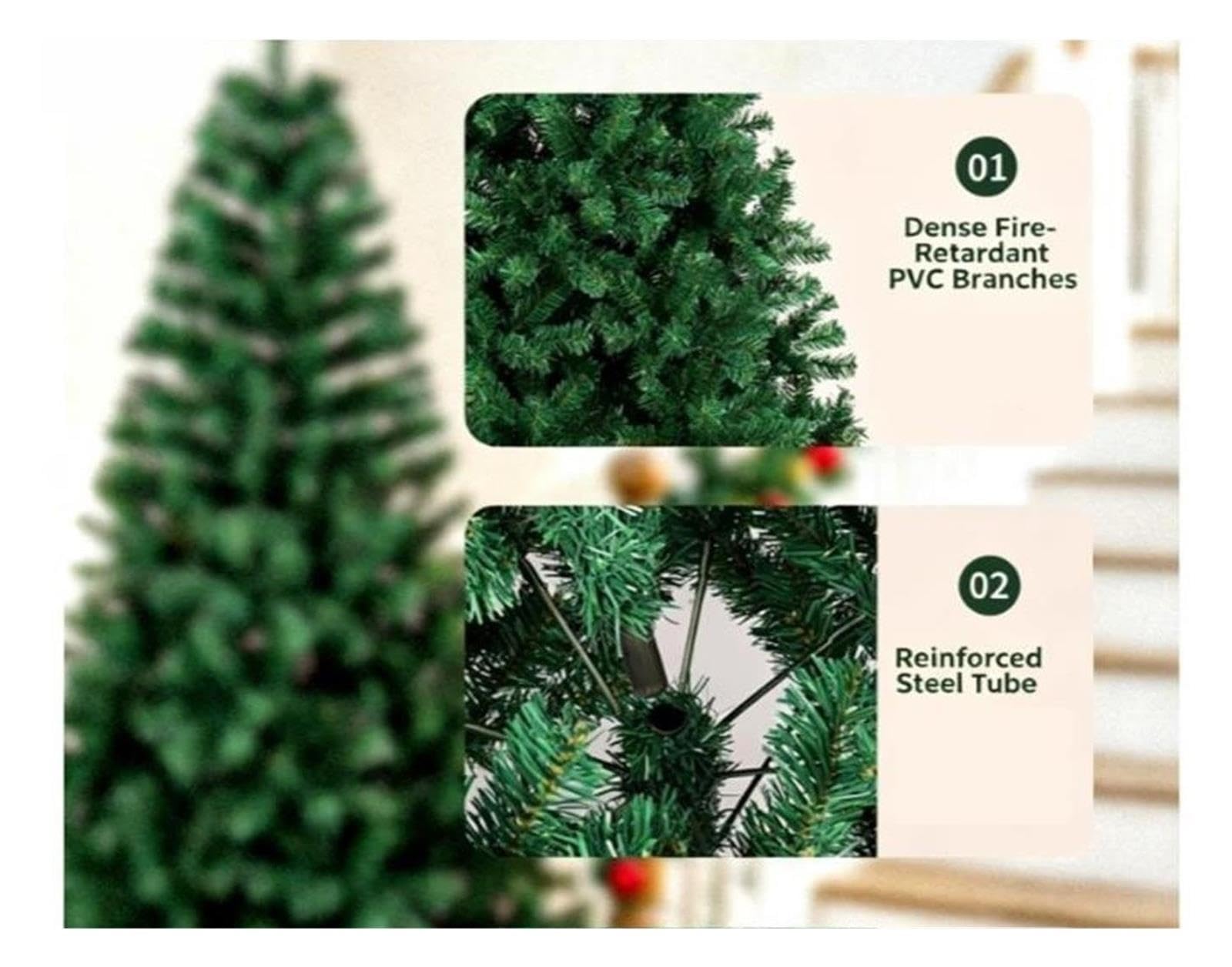 Petit Sapin de Noël Artificiel avec Support en Plastique Artificiel