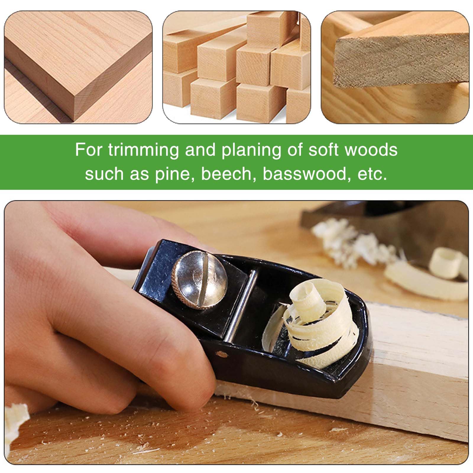 Mini Pialla per Legno con 2Pcs Lame di Ricambio, Pialla Manuale Legno, Pialla Lavorazione Legno, Pialla a Mano in Acciaio, Piccola Piallatrice in Legno Compatto Leggero Regolabile Manualmente