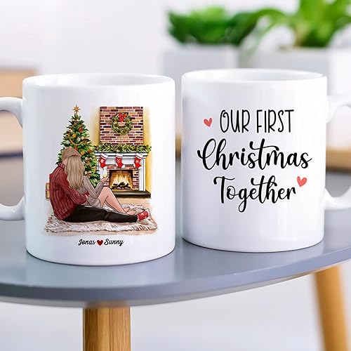 Miniatura 9 de Gossby Taza de Navidad personalizada para parejas y perros, regalo de Navidad personalizado para parejas con diseño, nombre, regalo de Navidad para
