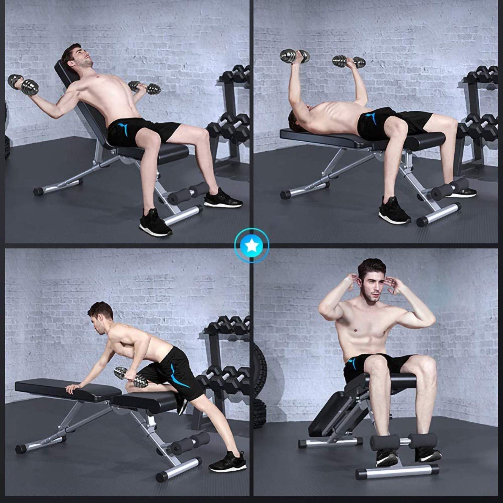 Attrezzatura Fitness Panca Pieghevole Inclinabile Regolabile, Attrezzatura Fitness Per Uso Domestico O Commerciale, Sgabello Pieghevole Con Manubri Sgabello Per Panca Piana Panche Per Pesi Multiuso,
