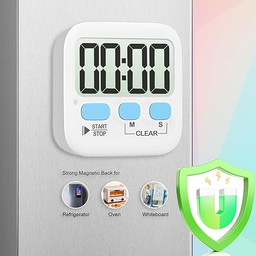 Miniatura 4 de Antonki Paquete de 2 temporizadores digitales para niños, temporizadores de cocina magnéticos de cuenta regresiva para cocinar, huevos, aula, 2 x
