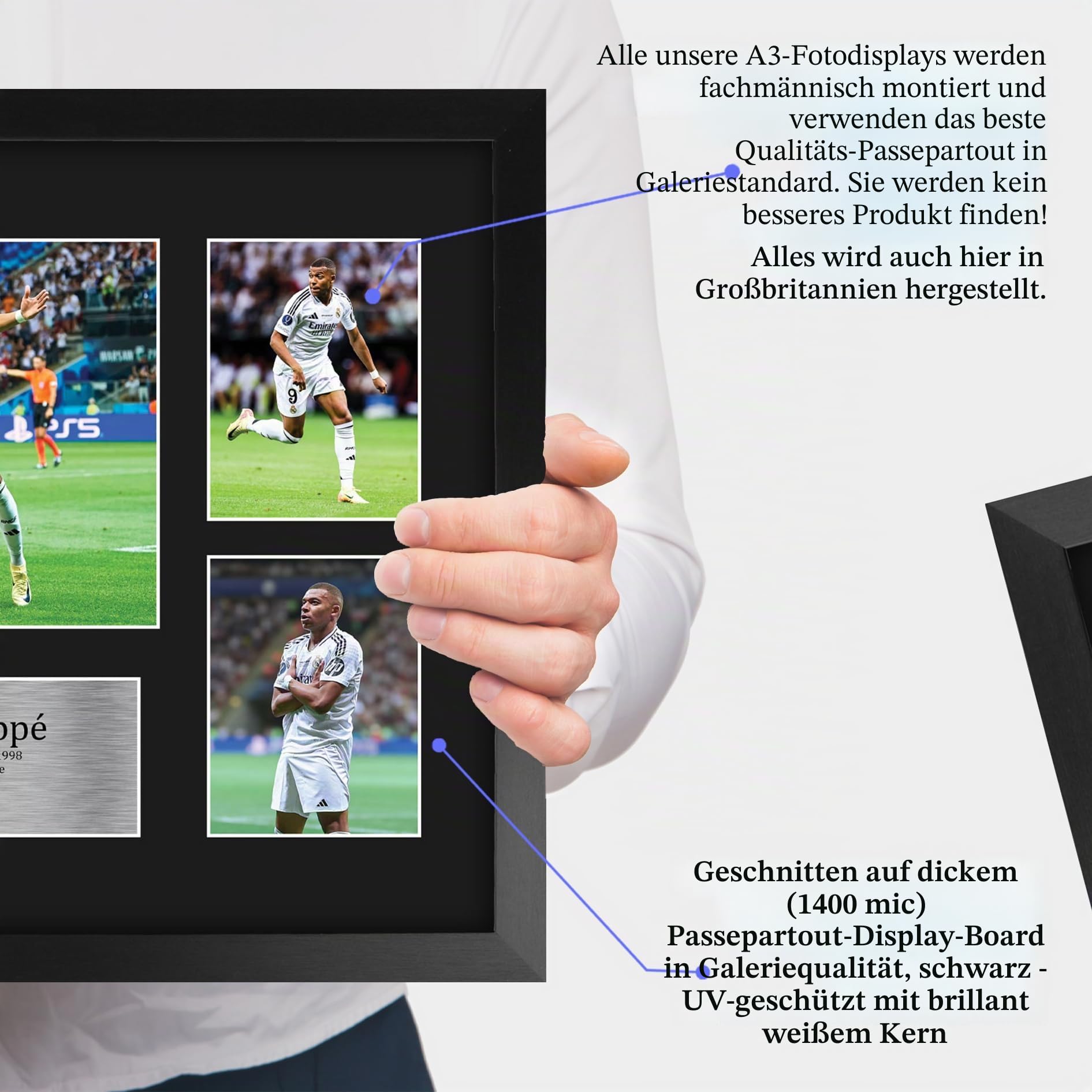 HWC Trading Kylian Mbappe Real Madrid Gedruckte Memorabilien Signiertes Autogramm Fotodisplay für Fußball Anhänger und Fans - A3 Gerahmt