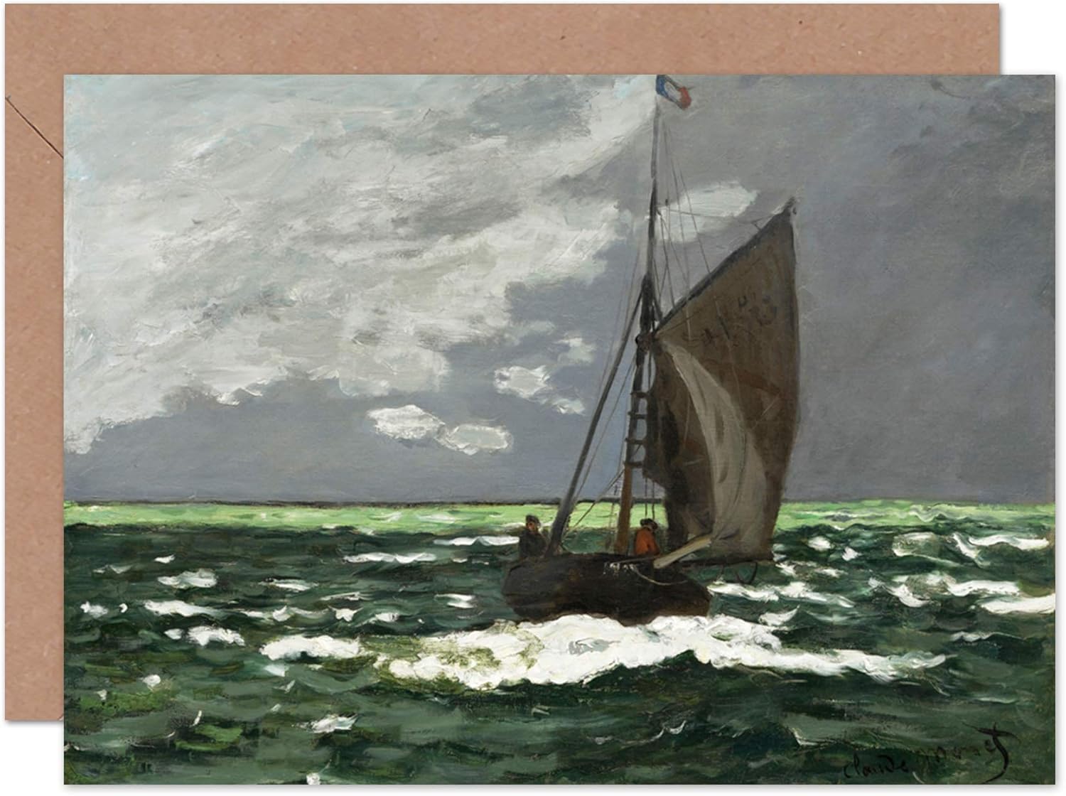 Claude Monet Seascape Storm 1866 Painting Fine Art Greeting Card Plus Envelope Blank Inside