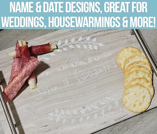 Miniatura 8 de Brew City Engraving - Tablabandeja de repostería con piedra de mármol grabada personalizada para servir y pastelería - Negro, blanco o bronceado