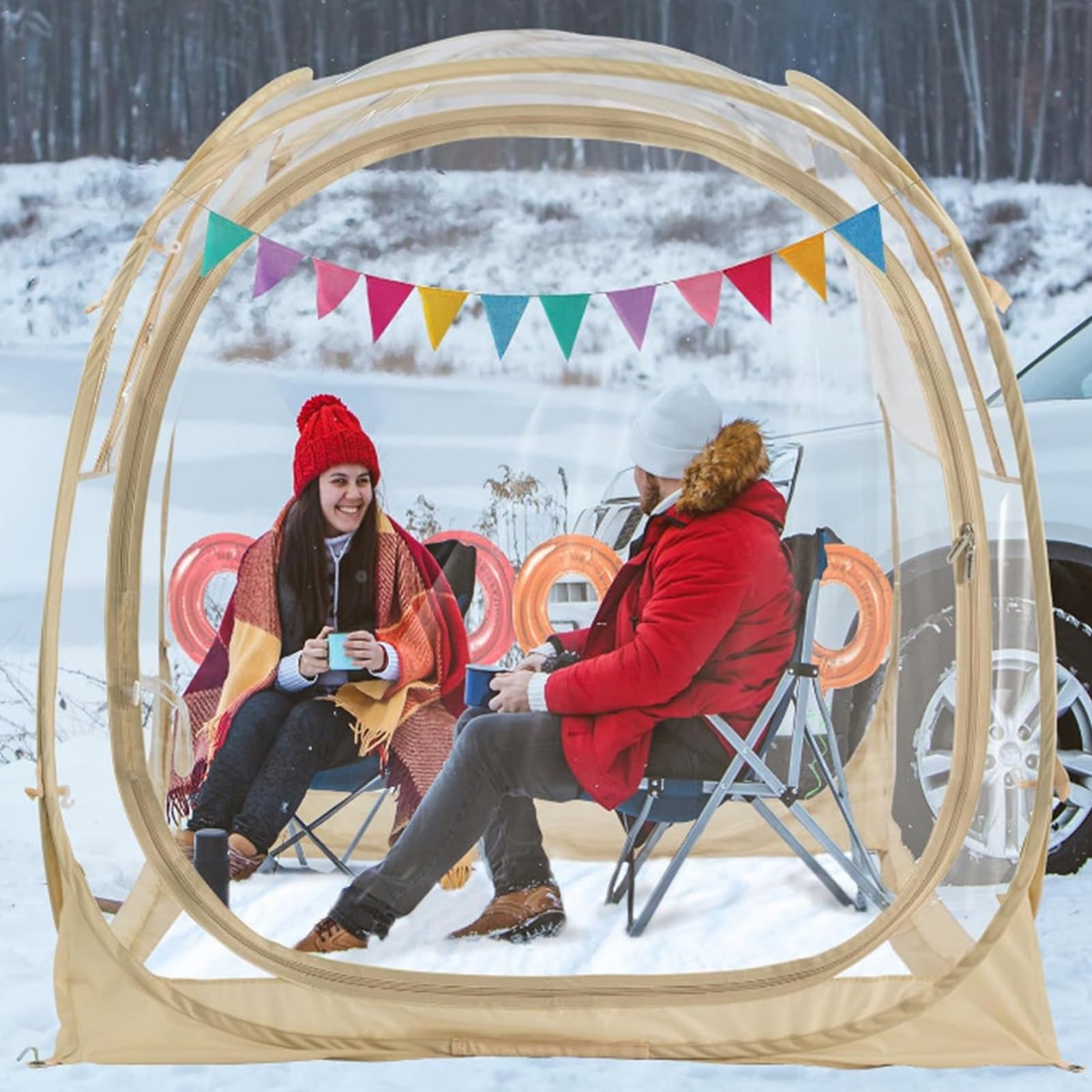 Tente de Sport Toutes Saisons Portable pour 2 à 3 Personnes, Tente à Bulles Transparente idéale pour Les événements en Plein air, Le Camping et l'observation des événements Sportifs