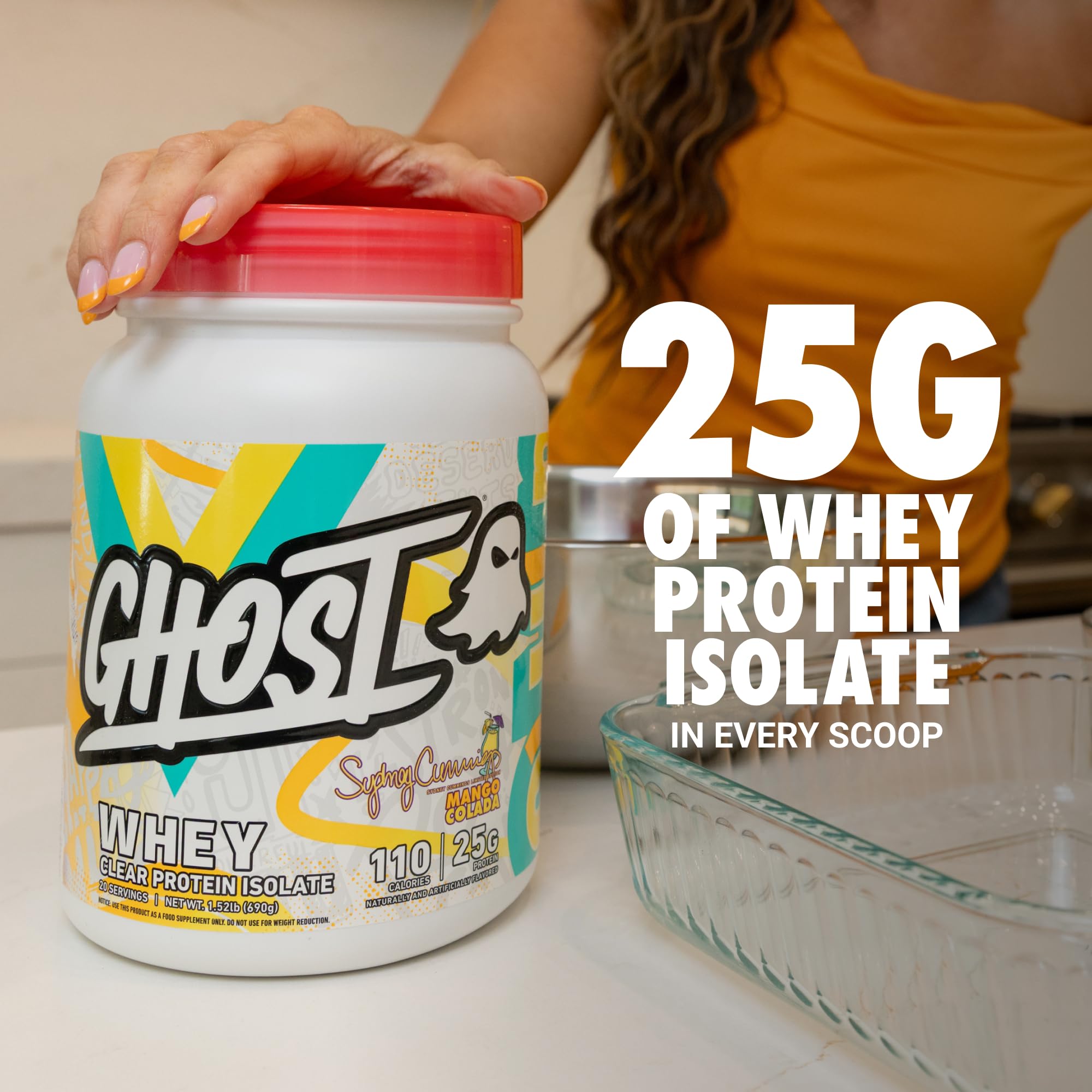 GHOST Clear Whey Isolate Protein Powder 25G, Sydney Cummings Mango Colada — Amazon image 3