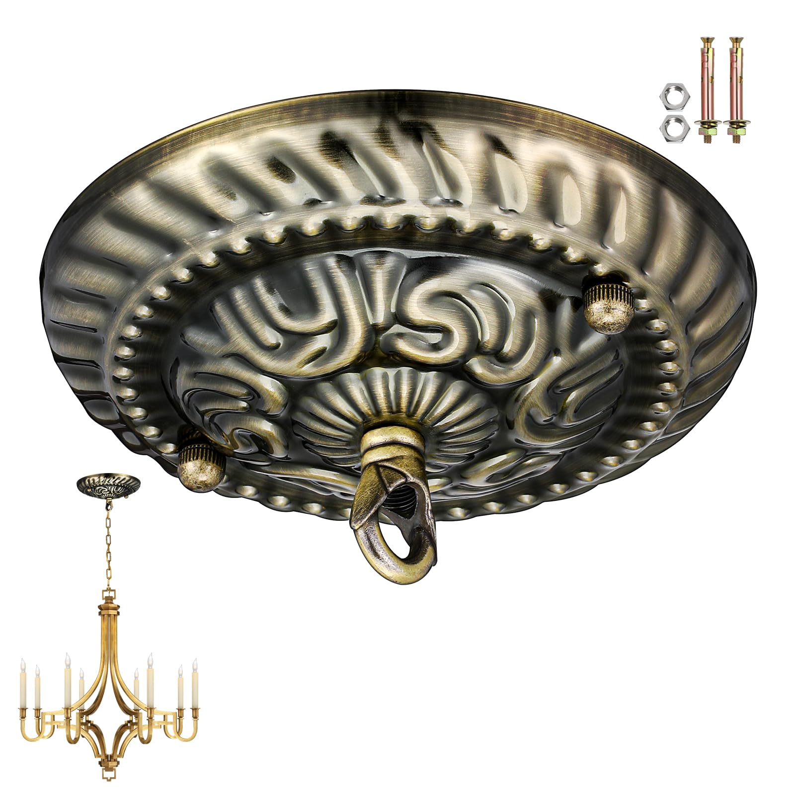 Homoyoyo Chandelier Canopy with Hook:Vintage Chandelier Ceiling Plate with Retro