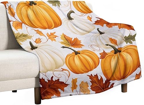 Manta para sofá, acuarela, otoño, calabaza, cosecha, otoño, cosecha, suave, mullida, acogedora y ligera, para otoño, Halloween, 50 x 60 pulgadas,