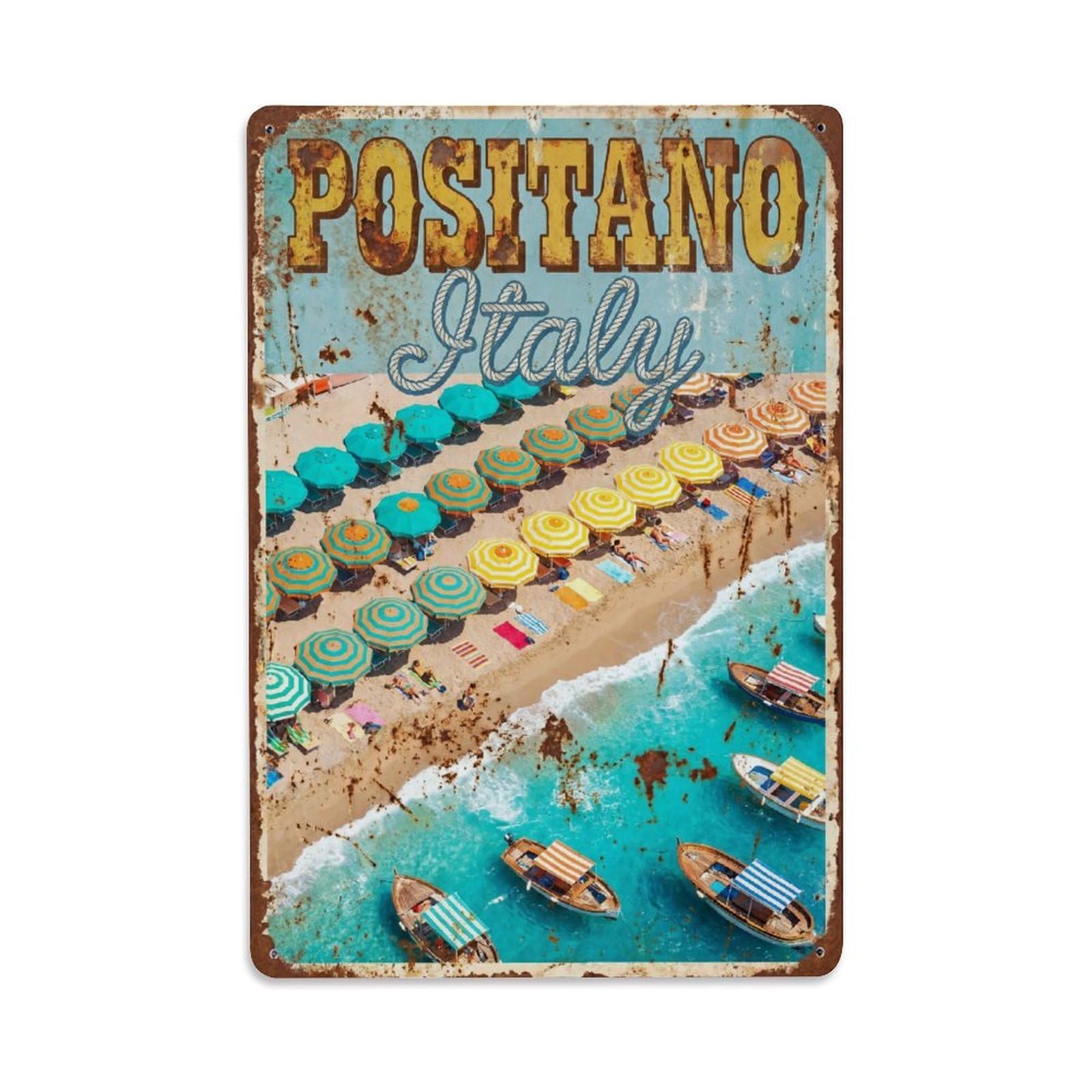 Vintage Travel Positano Italy Captivate Metal Tin Sign