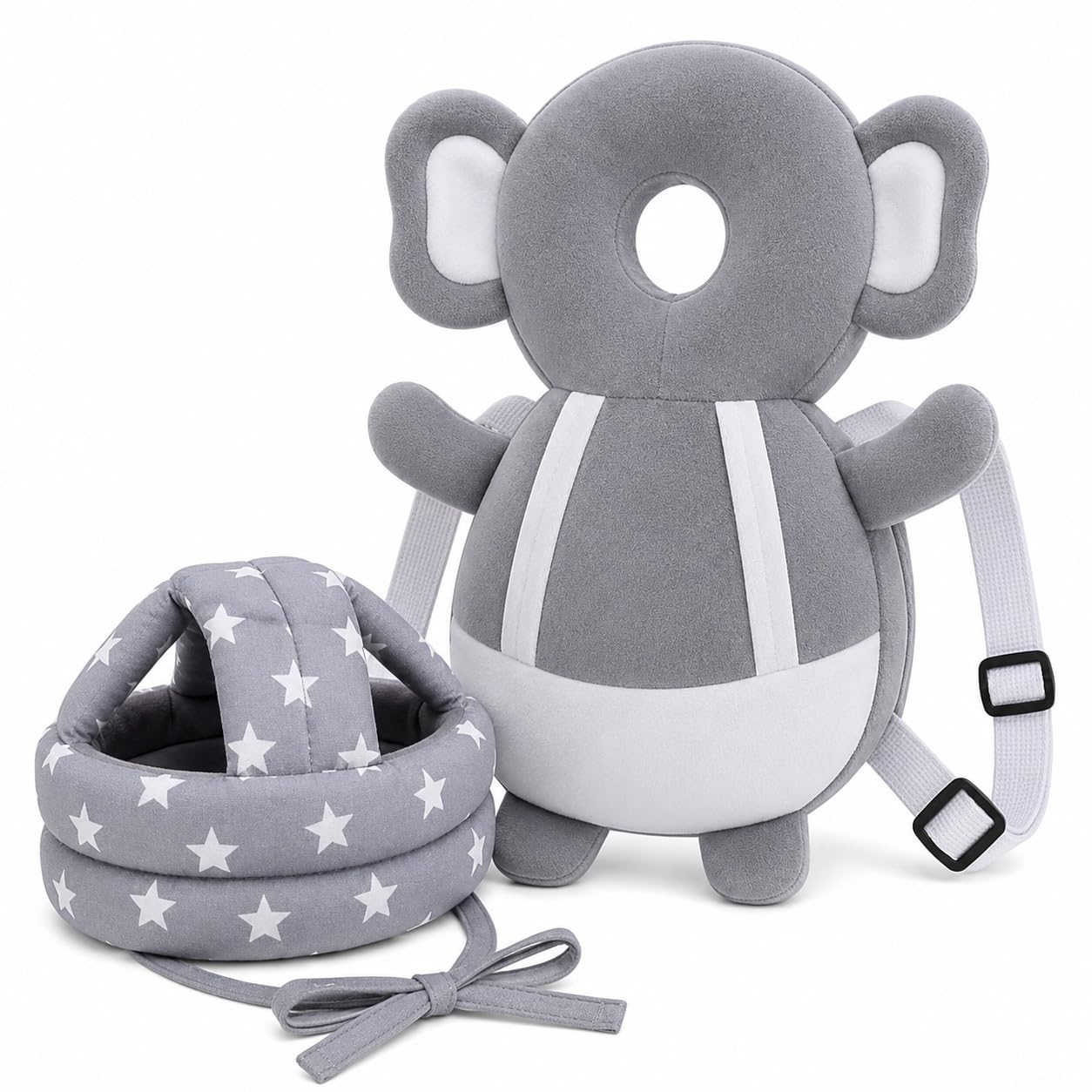 Baby Back Protector Pillow with Head Safety Hat Combo for Toddlers, Cute Elephant Shape Cushion Backpack, Adjustable Anti-Fall Head Protection Pad for Crawling & Walking Babies (Trunky Elephant)-image-25
