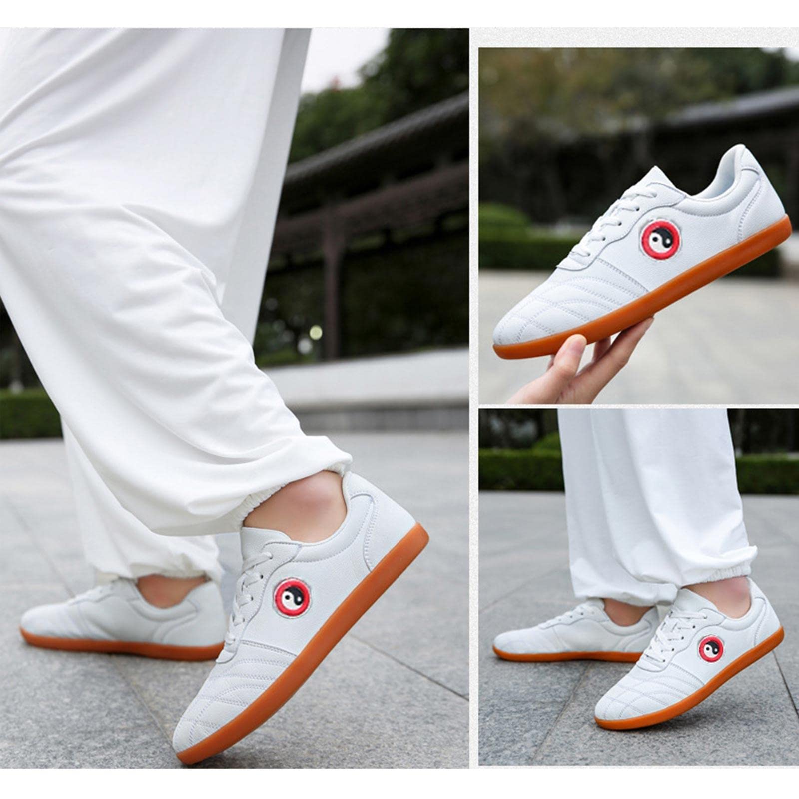 Kung Fu sporty walki Tai Chi buty gumowa podeszwa oddychające lekkie buty do sportów walki mężczyźni kobiety antypoślizgowe trampki, białe-37