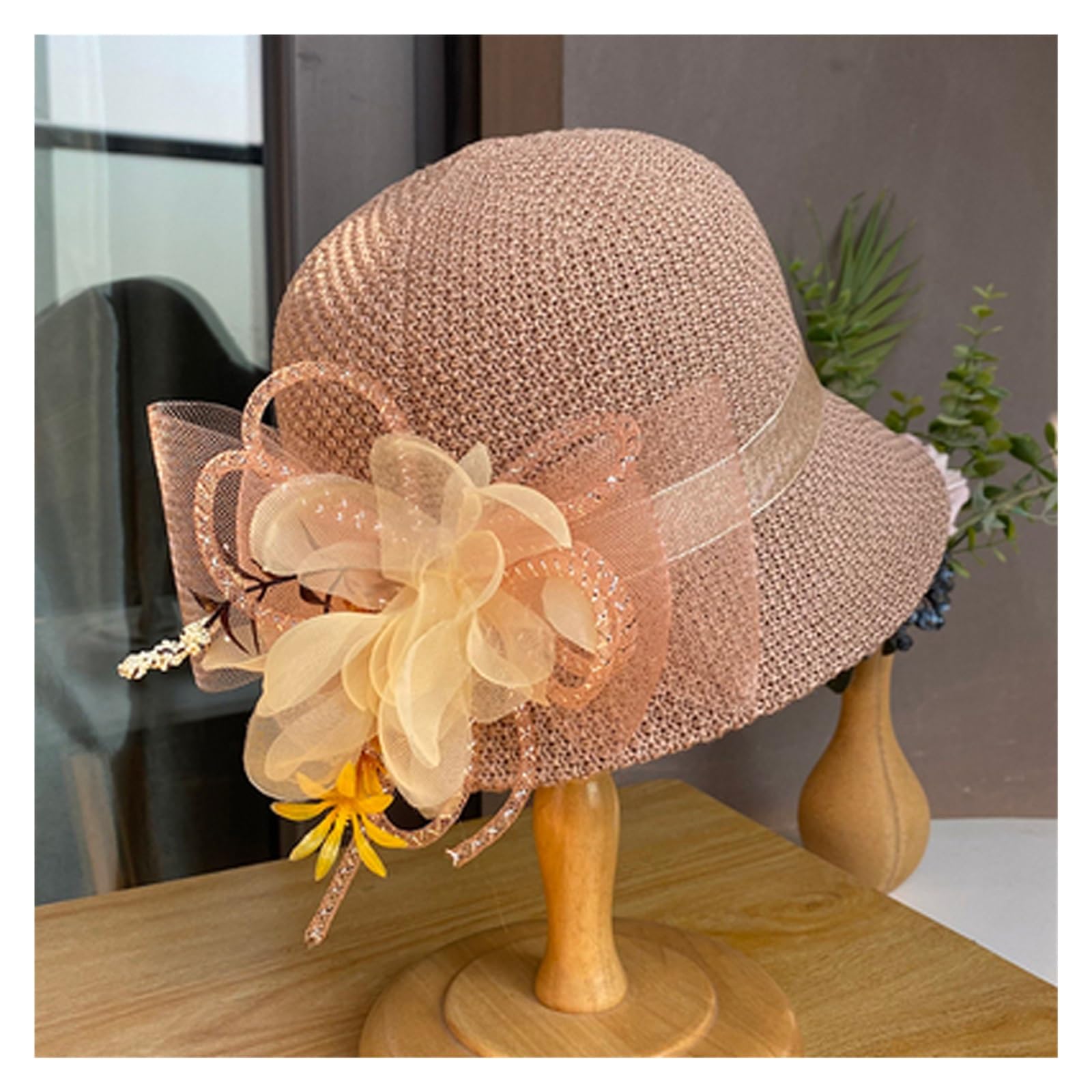 Chapeau de bassin pour dames avec fleur en maille respirante