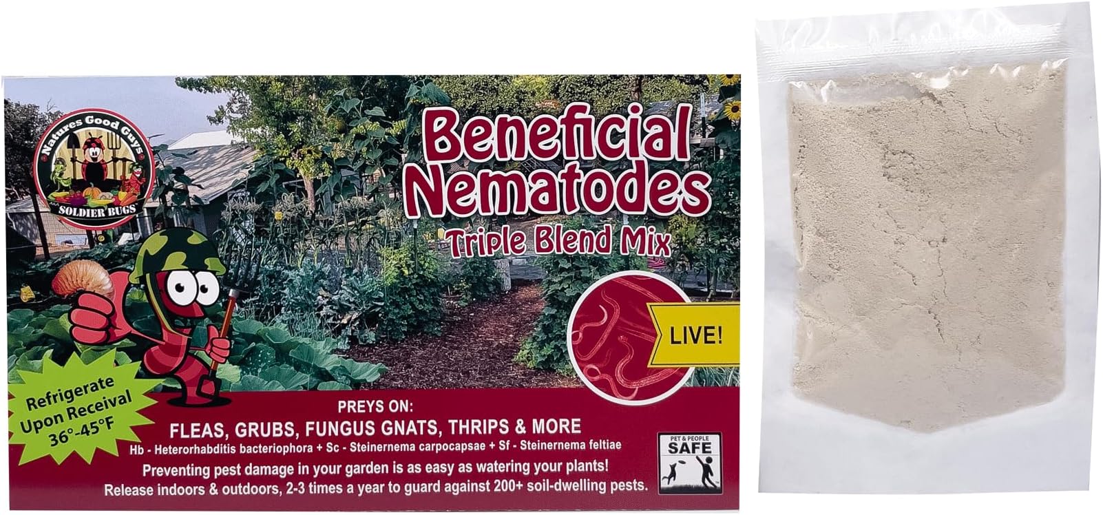 NaturesGoodGuys Beneficial Nematodes Triple Blend Pack HB+SC+SF - General Biological Pest Control (25 Million)