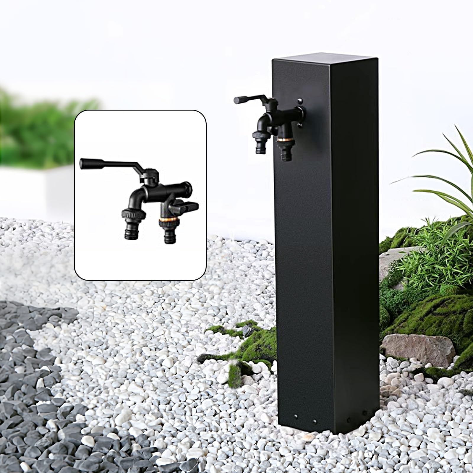 inless - Colonna d'acqua da giardino in acciaio 304 con rubinetto, fontana esterna per irrigazione terrazza, altezza 80 cm / 31in, beccuccio per acqua da giardino e design Ele