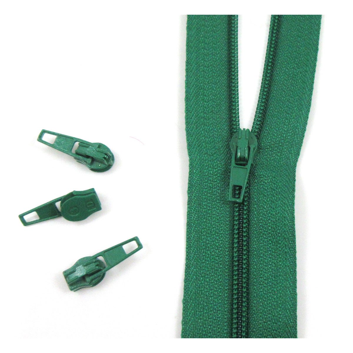 Beads4crafts Green H258 25 Metres + 50 Sliders No.3 Continuous Zip With Auto Lock Slider 25 Colours Zippers Cushions Upholstery (Green H258)