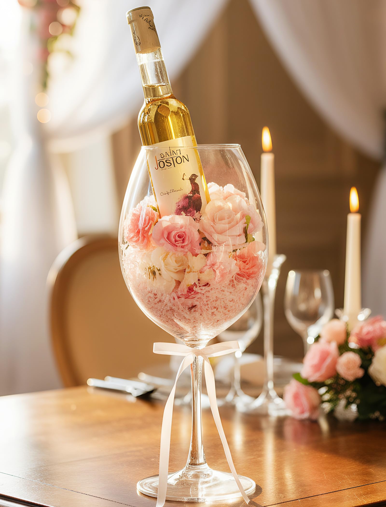 NiHome Verre à vin géant soufflé à la main de 2400ml pour célébrations et rassemblements, 38,1 cm de haut et 11,4 cm de bouche Design italien en cristal à grande capacité, élégant verrerie