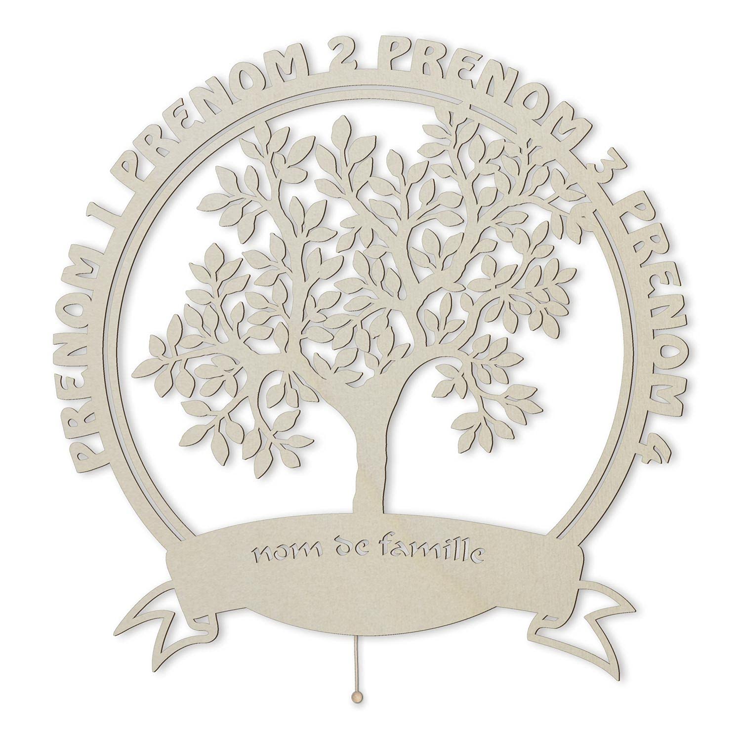 Namofactur Veilleuse Led Murale Arbre De Famille Avec 4 Prénoms Et Le Nom De Famille Personnalisable – Décoration En Bois Gravé – Idée De Cadeau Pour Les Anniversaires, Noces De Mariages