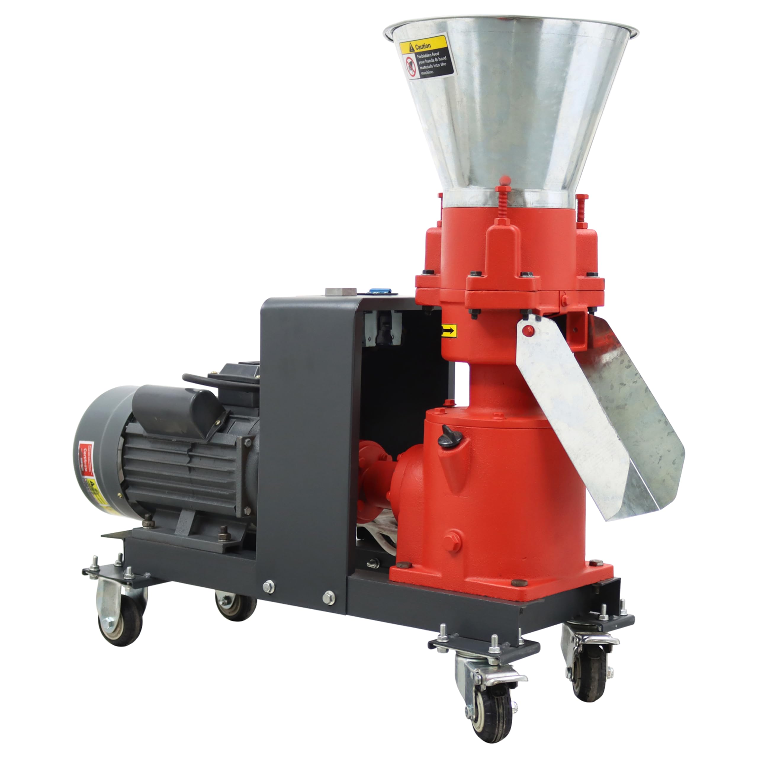 TECHTONGDA 6mm Feed Pellet Mill Machine with 3 Head Rollers Round Inlet Feed Pelletizer Feed Pellet Making Machine 150B for Poultry Livestock Farm