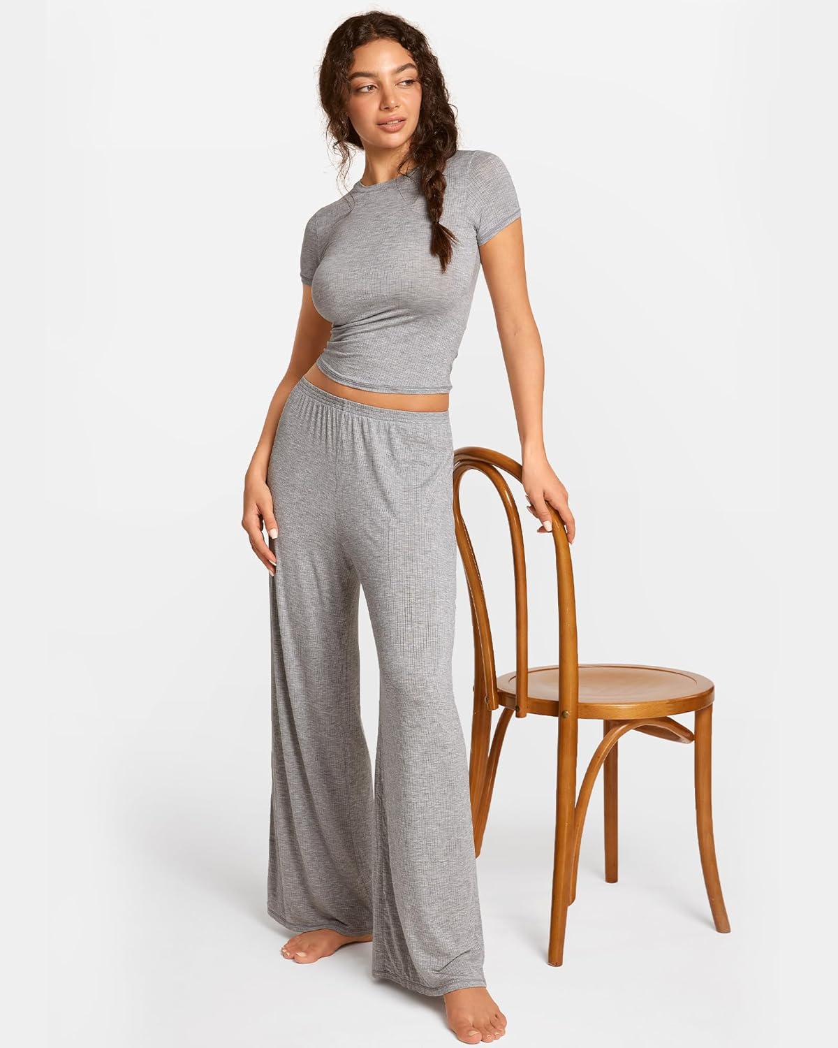 Women's Natrelax Pajamas Pants Wide Leg Casual Modal Ribbed Loose Fit Sleep Soft Comfort Flowy Lounge Pj Bottom - Image 5