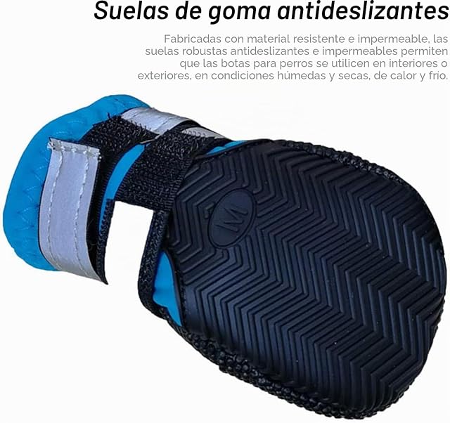 Foto 5 de 8 de Ewolee Botas para Perros, Juego de 4 Zapatos con Correas Reflectantes Ajustables y Suela Antideslizante…