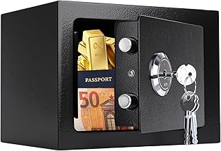 Safe Tresor mit 3 Schlüssel, 23x17x17cm Tresor für Zuhause, Kleine Möbeltresor für Bargeld, Schmuck und Dokumente (Schwarz)