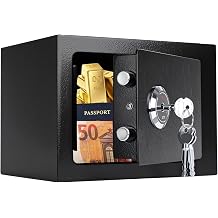 Safe Safe with 3 Keys 23 x 17 x 17 cm Safe for Home Small Furniture Safe for Cash Jewellery and Documents Black