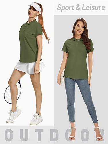 Miniatura 5 de TACVASEN Women's Polos Short Sleeve Shirts 3-Button Shirts Casual Collared Blouses Summer Tops Wicking Shirt Athletic Golf Polo Cooling Shirts