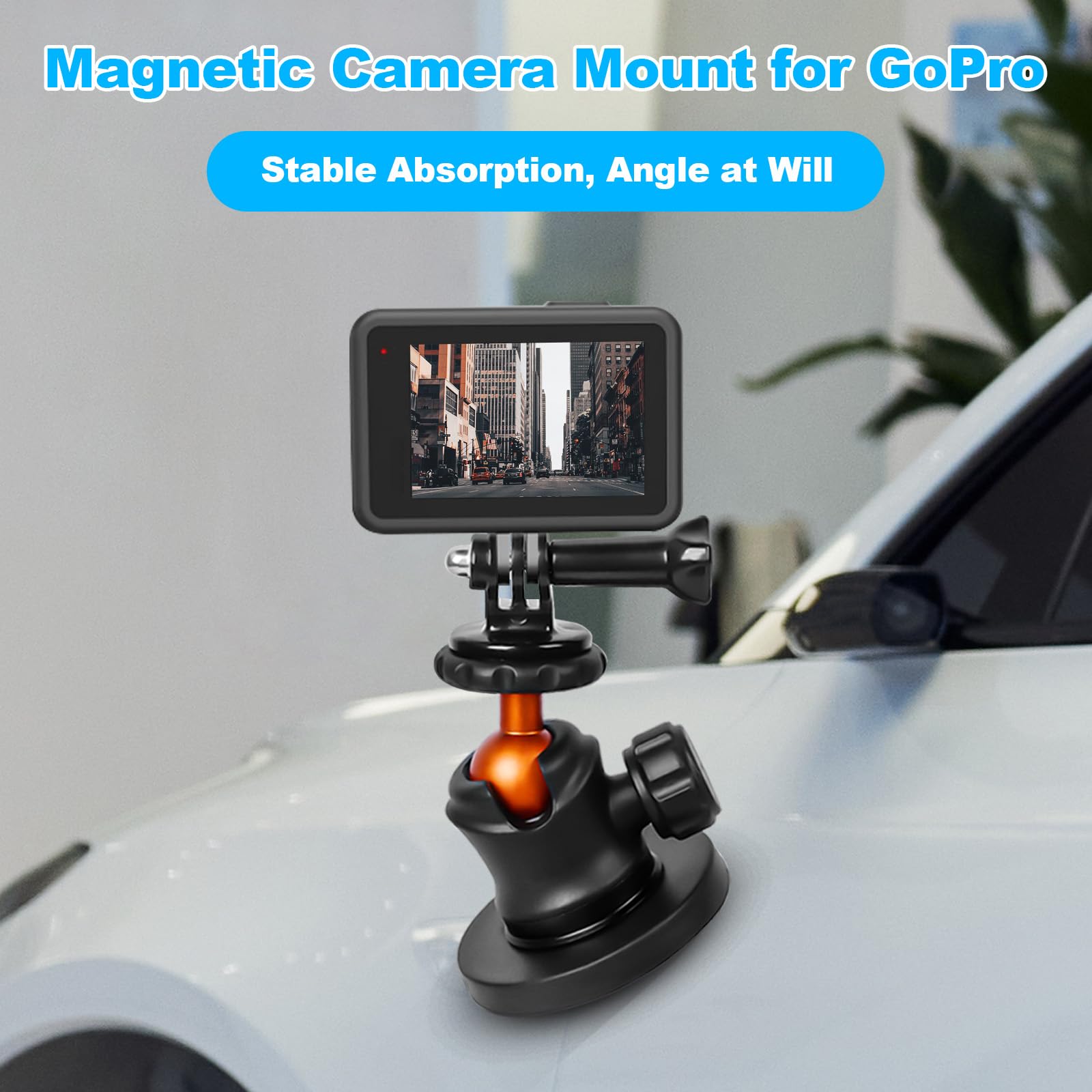 Soporte Magnético para Cámara, Soporte magnético Fuerte con 360 ° Cabeza de la Bola de rotación y una función de 6 imanes, Compatible con GoPro Hero 11/10/9, dji OSMO Acción, Insta360