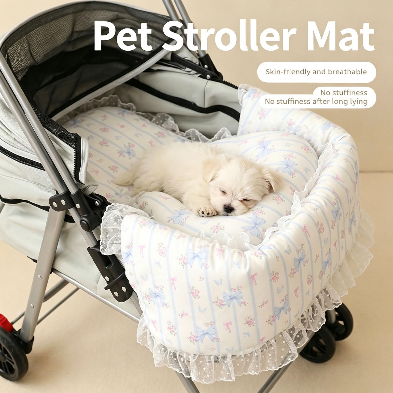 3-teiliges Haustier Kinderwagen Einlage Pad, Kinderwagen Kissen Set, weich gepolsterte Matratzenmatte für Hunde und Katzen, bequemes und waschbares Haustier Kinderwagen Zubehör