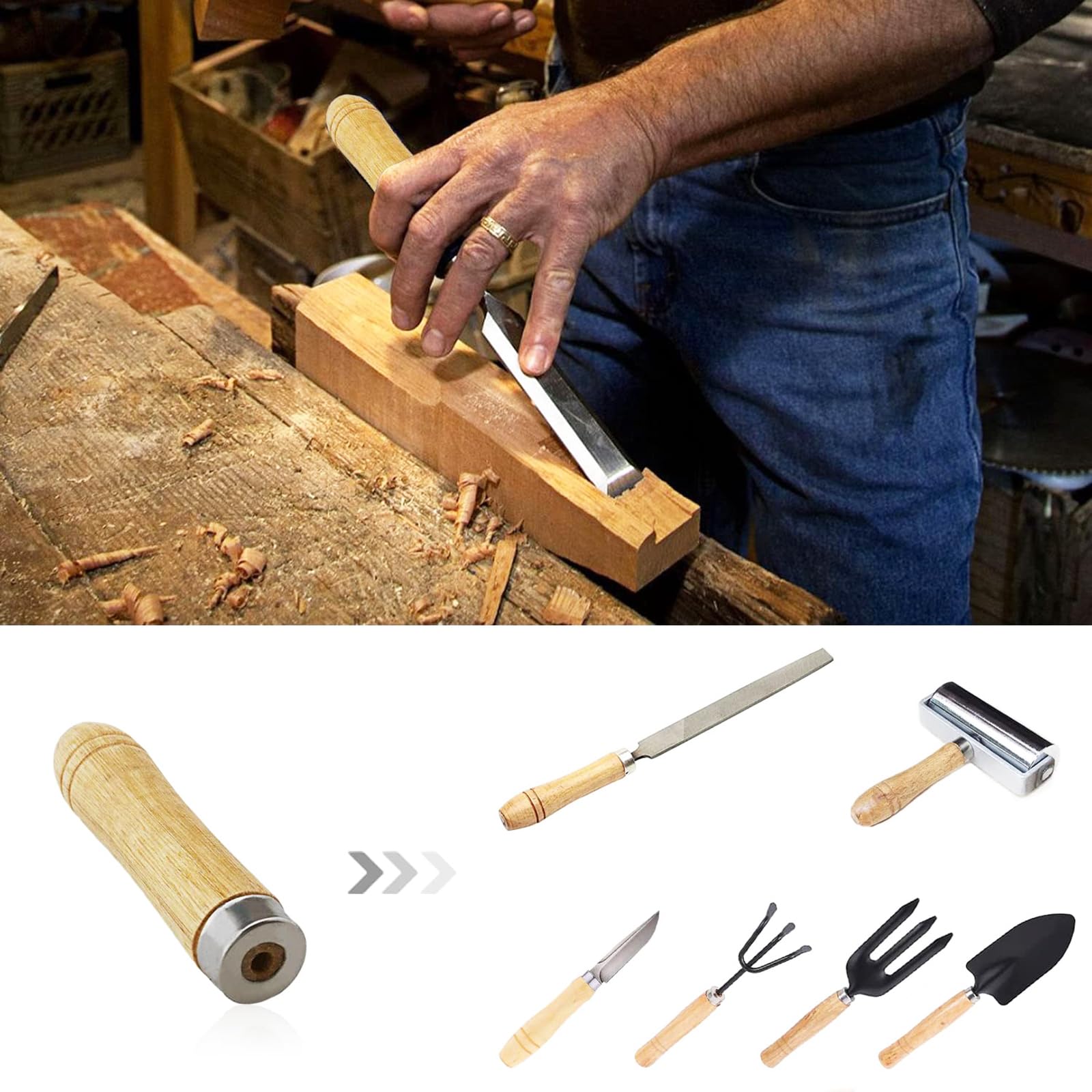 Mango de Madera, 10 Pcs Lima y Archivo de Madera para Herramienta, para Carpintero y Mantenimiento